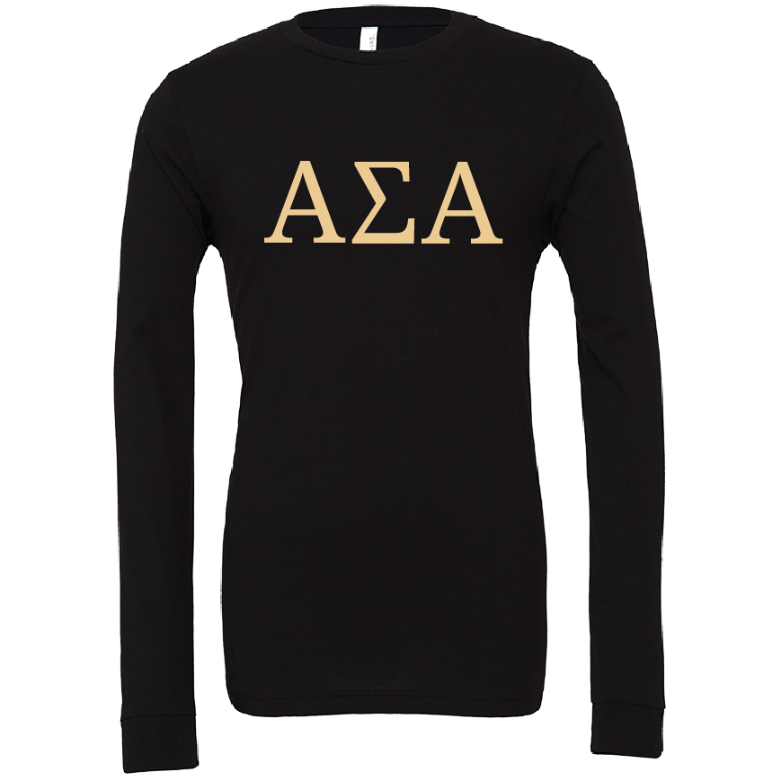 Alpha Sigma Alpha Lettered Long Sleeve T-Shirts