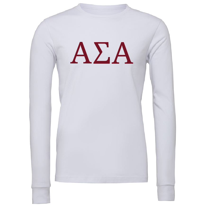 Alpha Sigma Alpha Lettered Long Sleeve T-Shirts