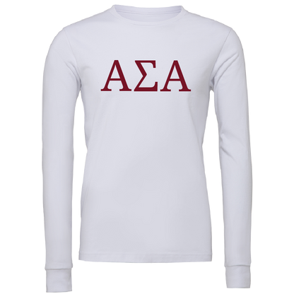 Alpha Sigma Alpha Lettered Long Sleeve T-Shirts