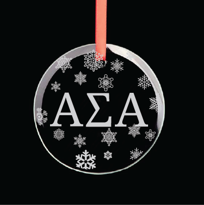 Alpha Sigma Alpha Round Multi-Snowflake Ornament