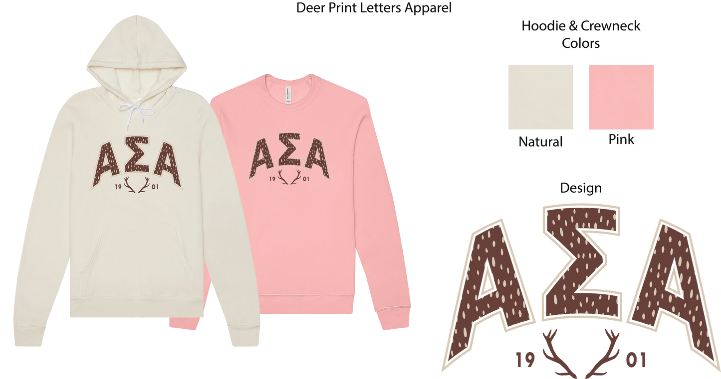 Alpha Sigma Alpha Fawn Print Varsity Hoodie