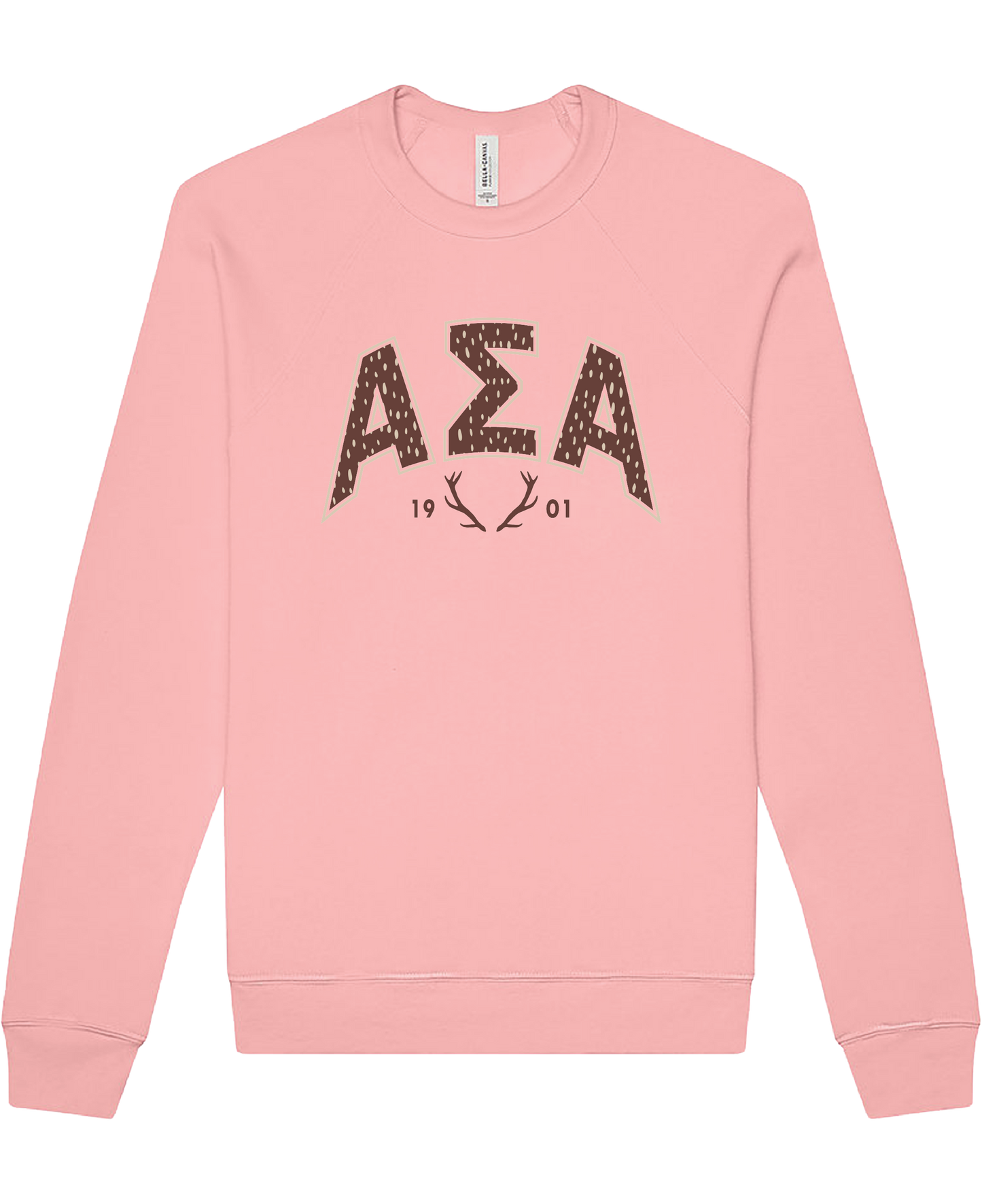 Alpha Sigma Alpha Fawn Print Varsity Crewneck