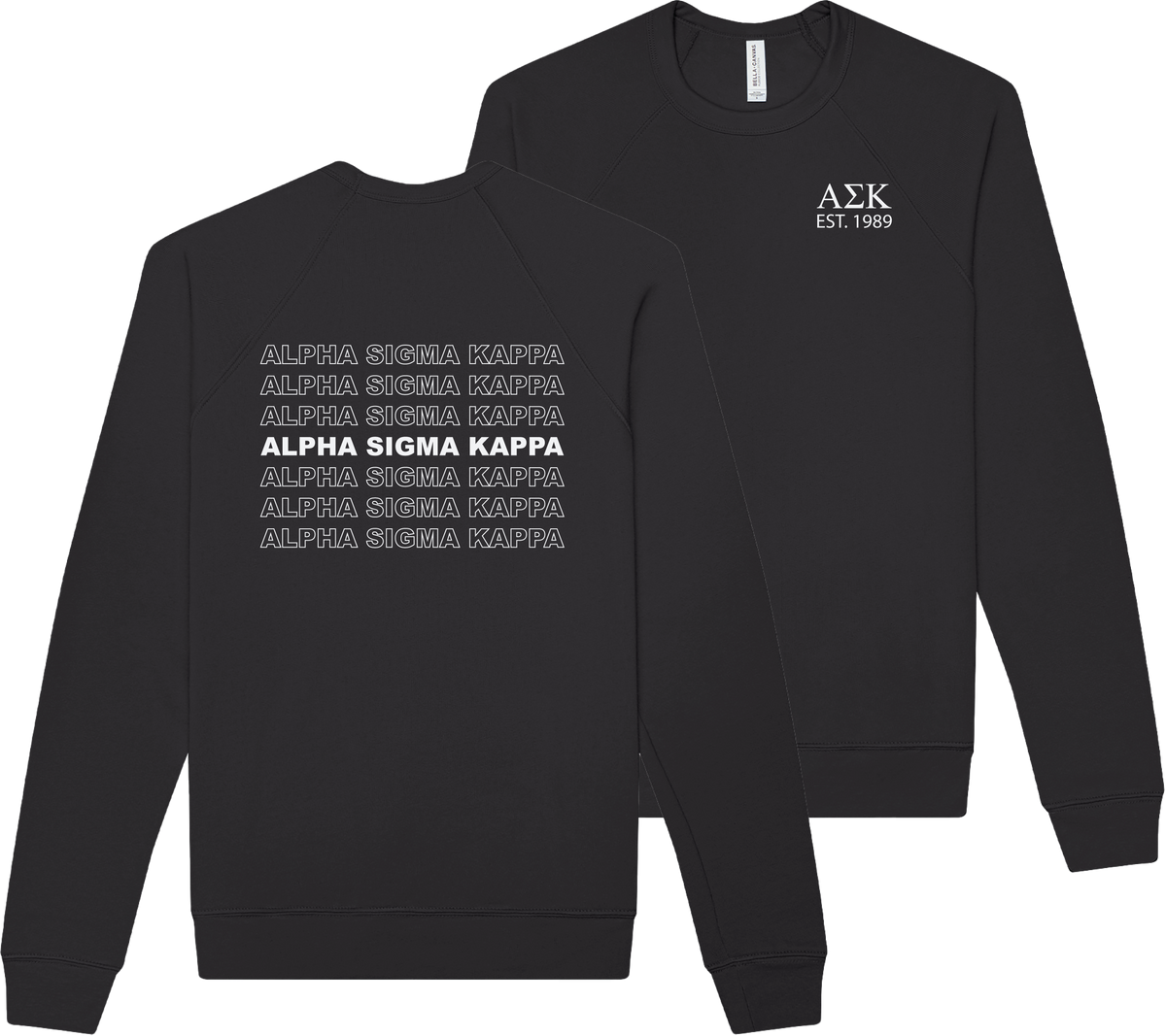 Alpha Sigma Kappa Repeating Name Crewneck Sweatshirts