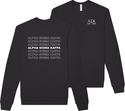 Alpha Sigma Kappa Repeating Name Crewneck Sweatshirts