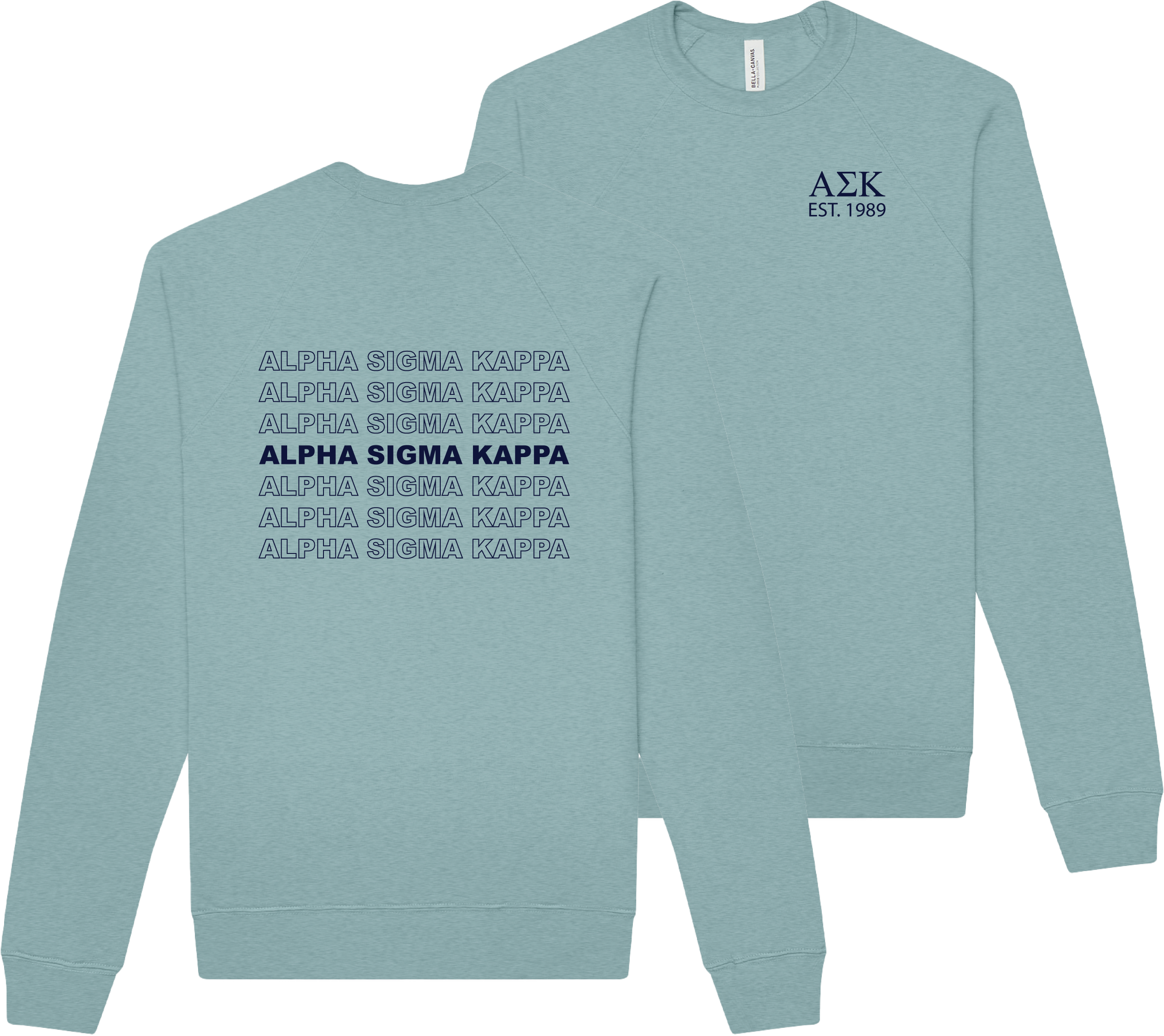 Alpha Sigma Kappa Repeating Name Crewneck Sweatshirts