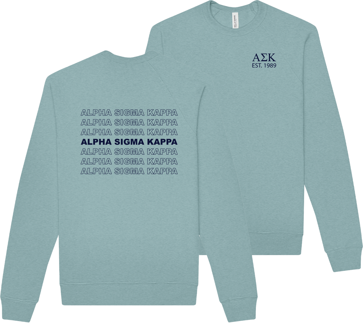 Alpha Sigma Kappa Repeating Name Crewneck Sweatshirts