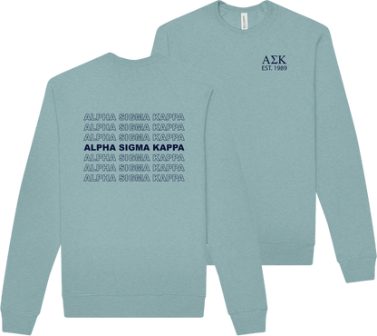 Alpha Sigma Kappa Repeating Name Crewneck Sweatshirts