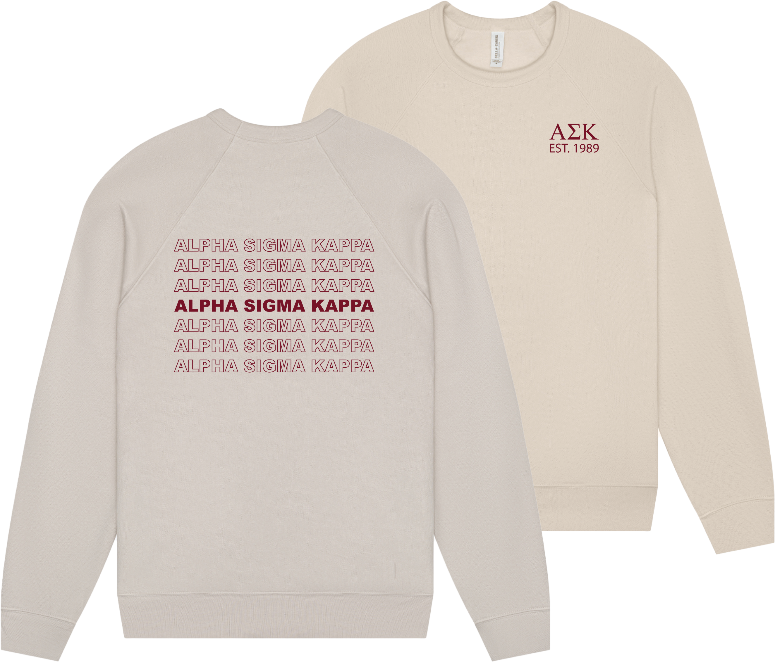 Alpha Sigma Kappa Repeating Name Crewneck Sweatshirts