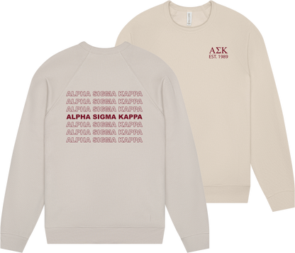 Alpha Sigma Kappa Repeating Name Crewneck Sweatshirts