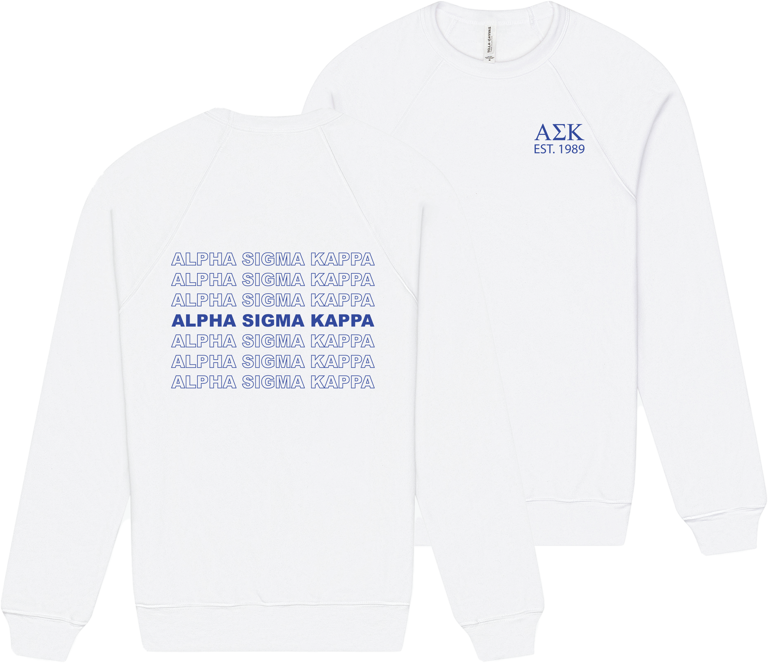 Alpha Sigma Kappa Repeating Name Crewneck Sweatshirts