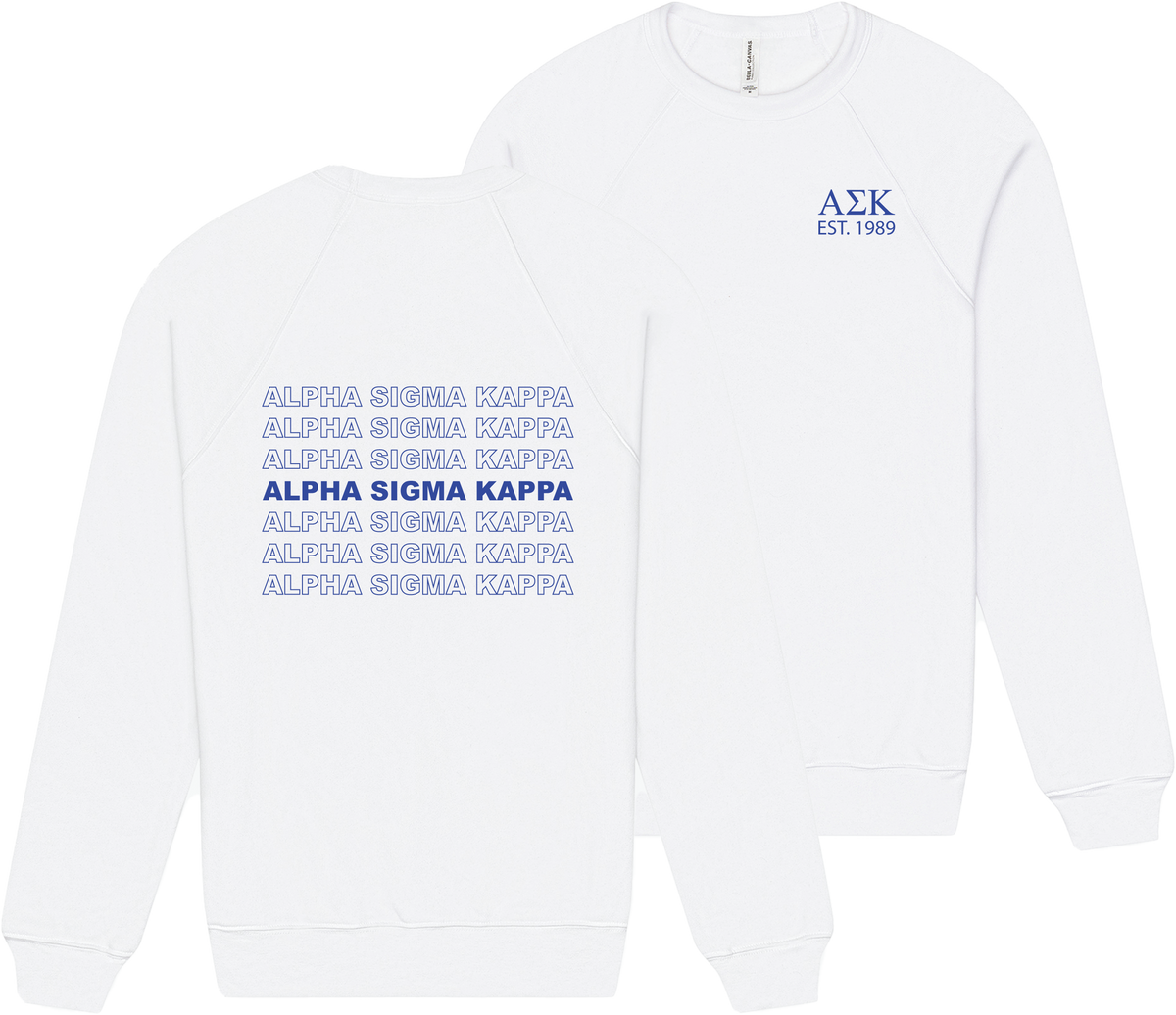 Alpha Sigma Kappa Repeating Name Crewneck Sweatshirts