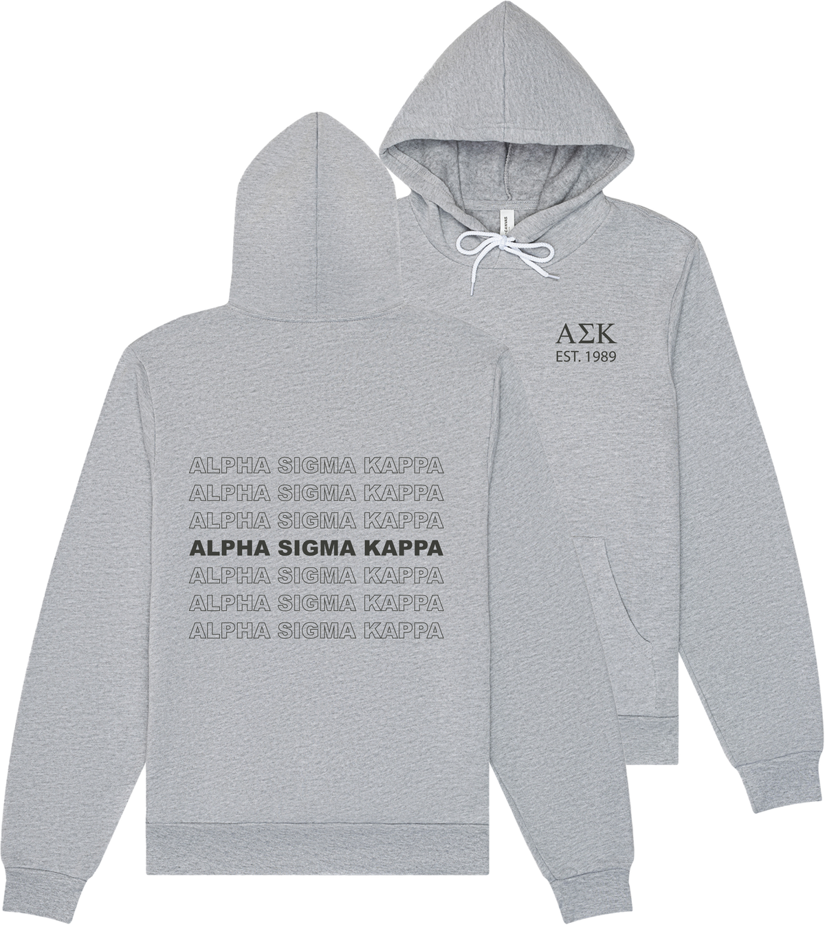 Alpha Sigma Kappa Repeating Name Hooded Sweatshirts