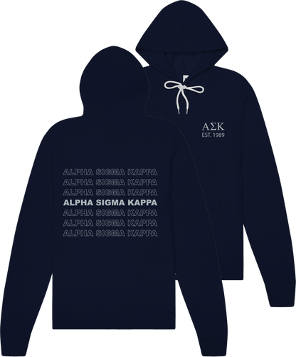 Alpha Sigma Kappa Repeating Name Hooded Sweatshirts