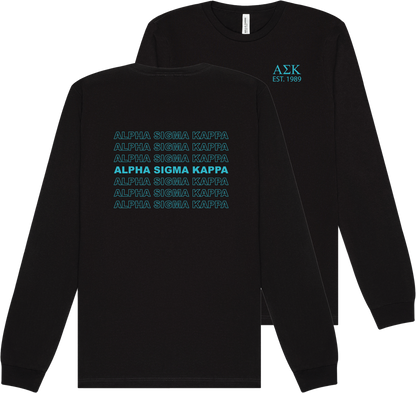 Alpha Sigma Kappa Repeating Name Long Sleeve T-Shirts
