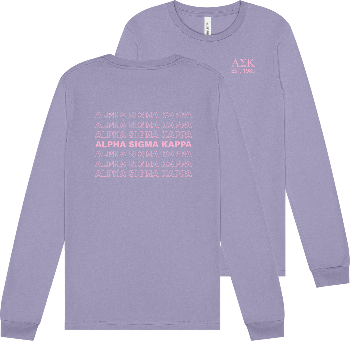 Alpha Sigma Kappa Repeating Name Long Sleeve T-Shirts
