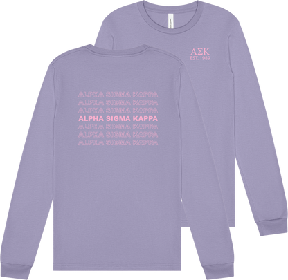 Alpha Sigma Kappa Repeating Name Long Sleeve T-Shirts