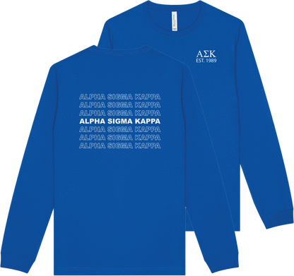 Alpha Sigma Kappa Repeating Name Long Sleeve T-Shirts
