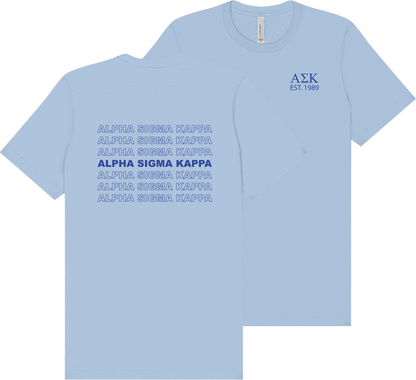Alpha Sigma Kappa Repeating Name Short Sleeve T-Shirts