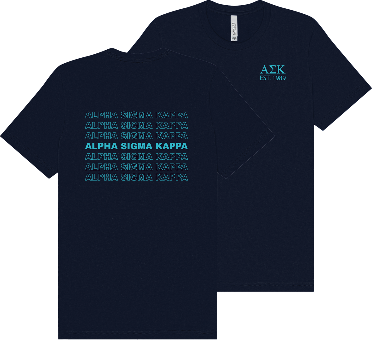 Alpha Sigma Kappa Repeating Name Short Sleeve T-Shirts
