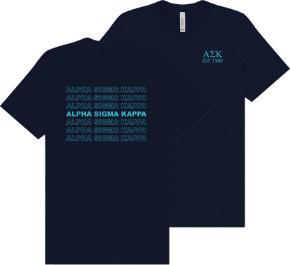 Alpha Sigma Kappa Repeating Name Short Sleeve T-Shirts