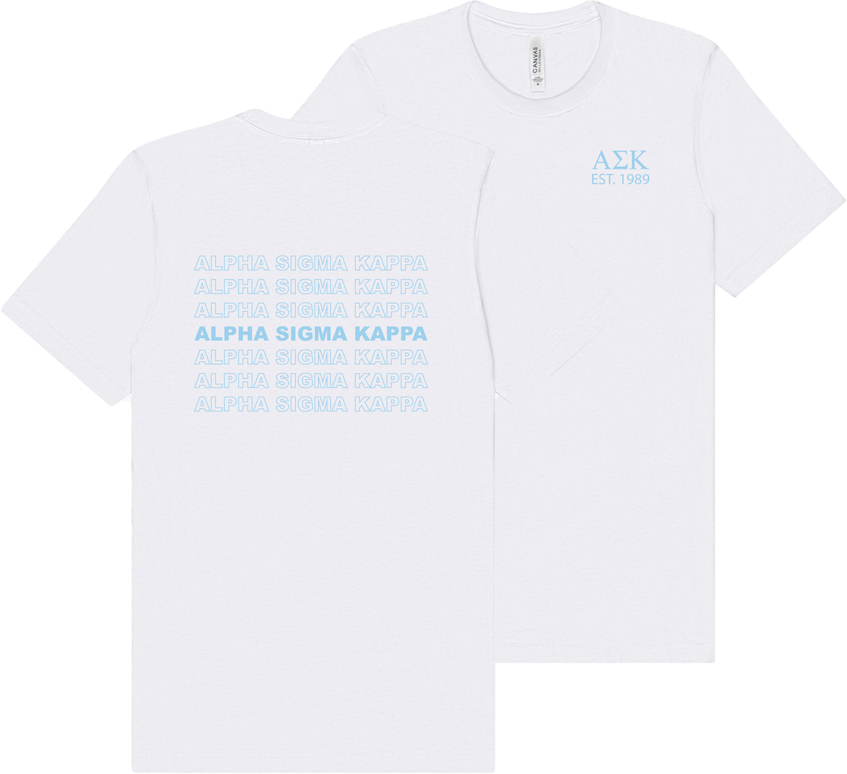 Alpha Sigma Kappa Repeating Name Short Sleeve T-Shirts