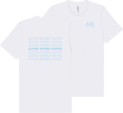Alpha Sigma Kappa Repeating Name Short Sleeve T-Shirts