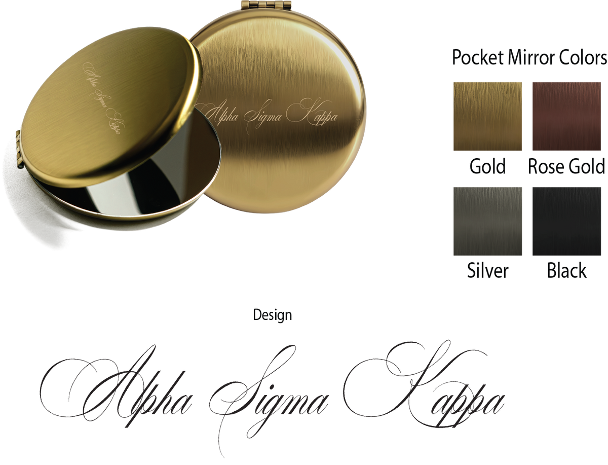 Alpha Sigma Kappa Script Pocket Mirrors