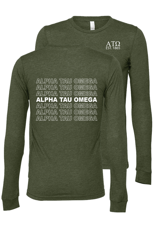 Alpha Tau Omega Repeating Name Long Sleeve T-Shirts
