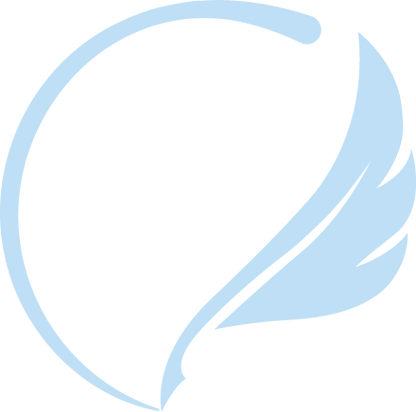 Light blue feather icon on a white background