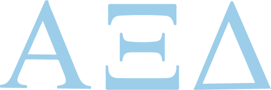Gamma Xi Delta Greek letter symbol in light blue on a white background