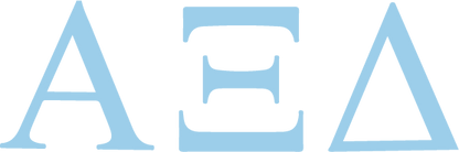 Gamma Xi Delta Greek letter symbol in light blue on a white background