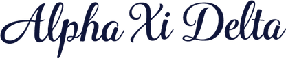 Alpha Xi Delta logo in navy blue on a white background
