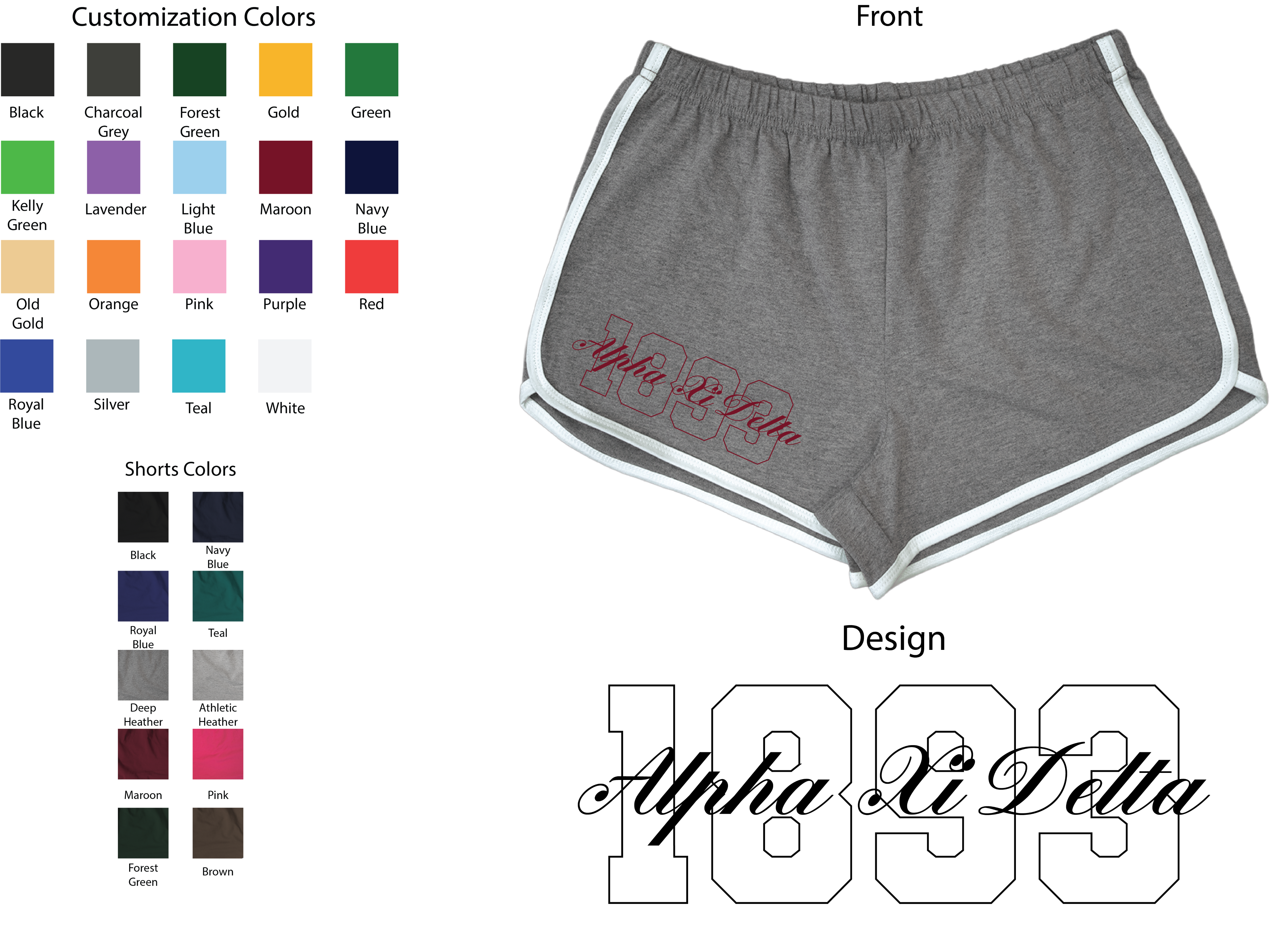 Alpha Xi Delta Year and Name Women's Shorts