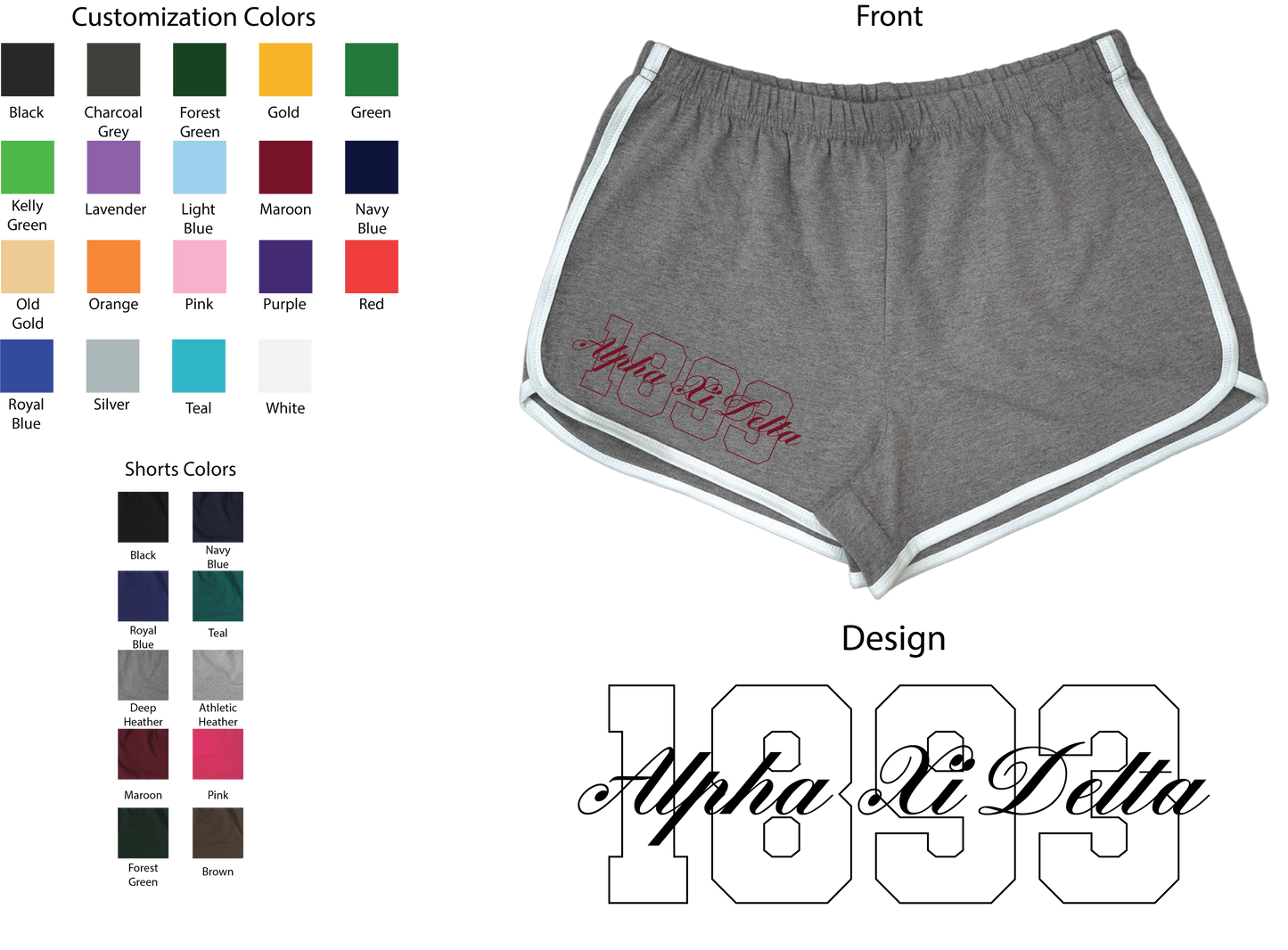 Alpha Xi Delta Year and Name Women's Shorts