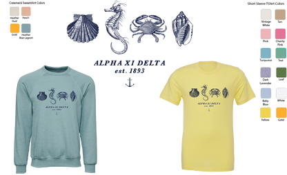Alpha Xi Delta Nautical Graphic T-Shirts