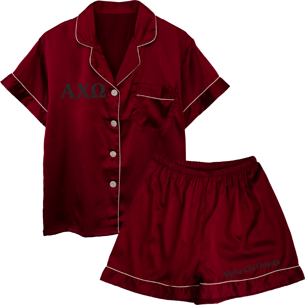 Alpha Chi Omega Embroidered Ladies' Pajama Sets