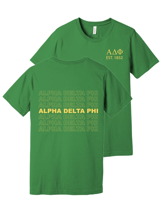 Alpha Delta Phi Repeating Name Short Sleeve T-Shirts