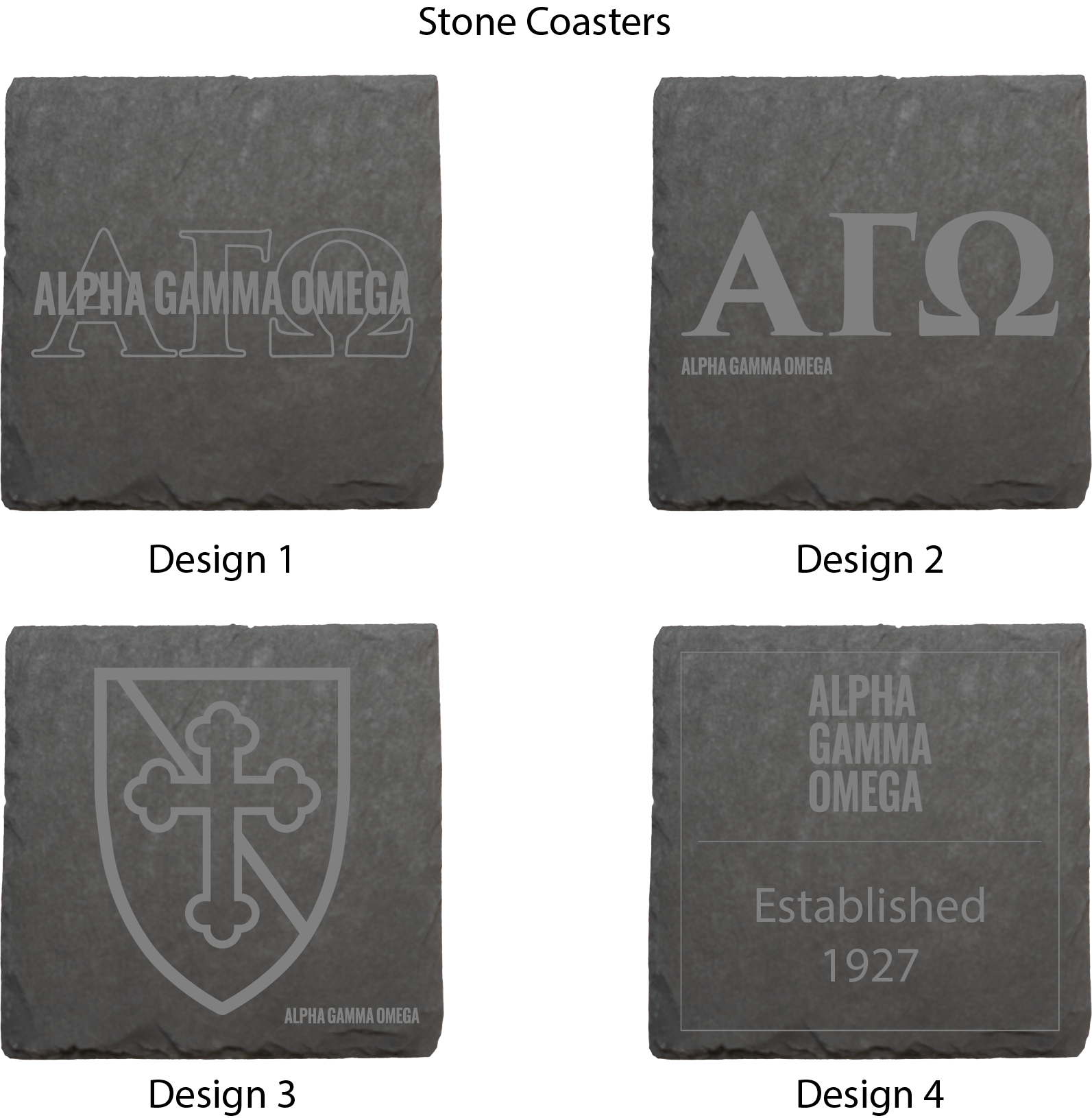 Alpha Gamma Omega Stone Coasters - 4-Pack