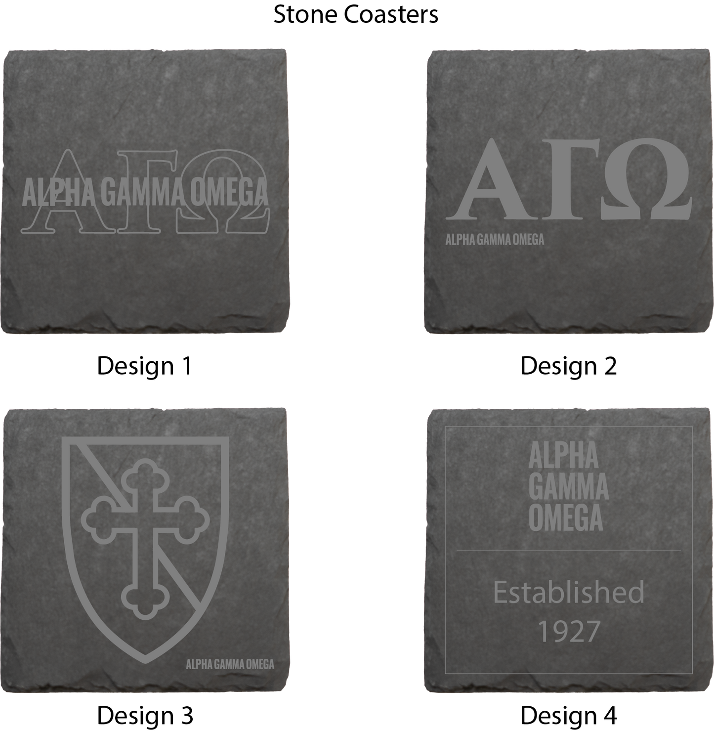 Alpha Gamma Omega Stone Coasters - 4-Pack