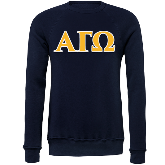 Alpha Gamma Omega Embroidered Lettered Crewneck Sweatshirts