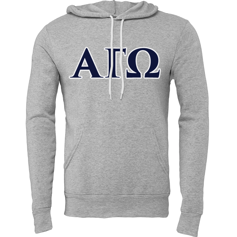 Alpha Gamma Omega Embroidered Lettered Hooded Sweatshirts