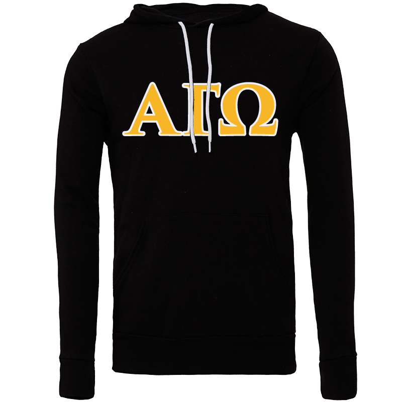 Alpha Gamma Omega Embroidered Lettered Hooded Sweatshirts