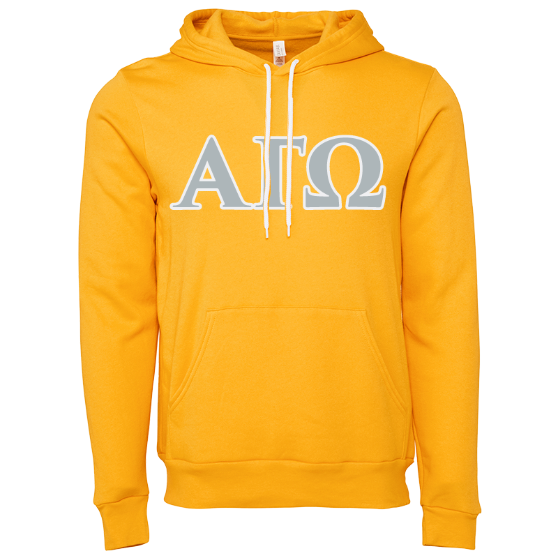Alpha Gamma Omega Embroidered Lettered Hooded Sweatshirts