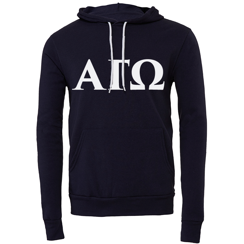 Alpha Gamma Omega Embroidered Lettered Hooded Sweatshirts