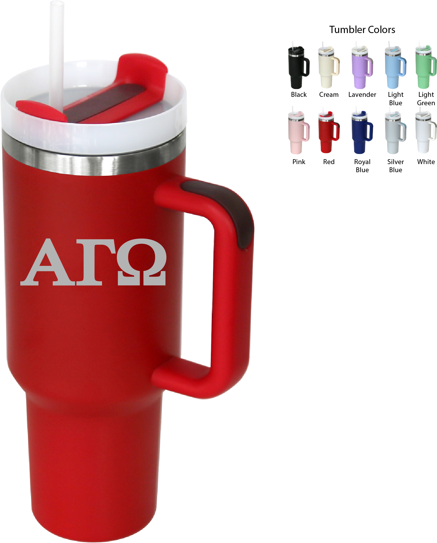 Alpha Gamma Omega Lettered 40oz Tumblers