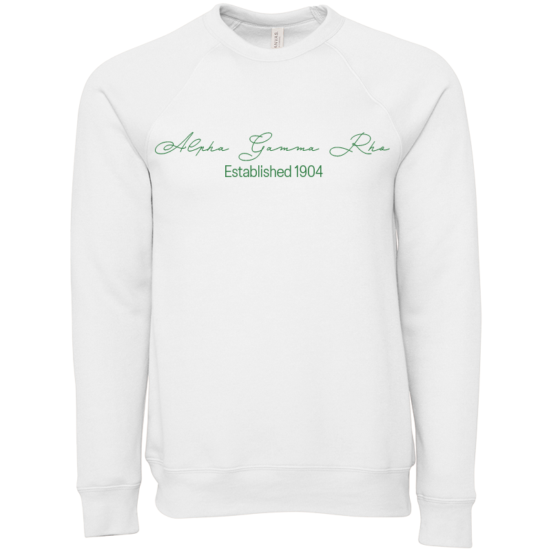 Alpha Gamma Rho Embroidered Scripted Name Crewneck Sweatshirts