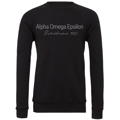 Alpha Omega Epsilon Embroidered Printed Name Crewneck Sweatshirts