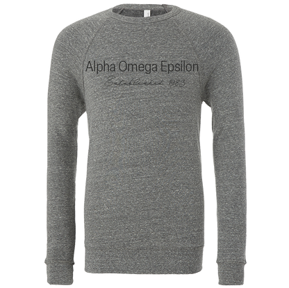 Alpha Omega Epsilon Embroidered Printed Name Crewneck Sweatshirts