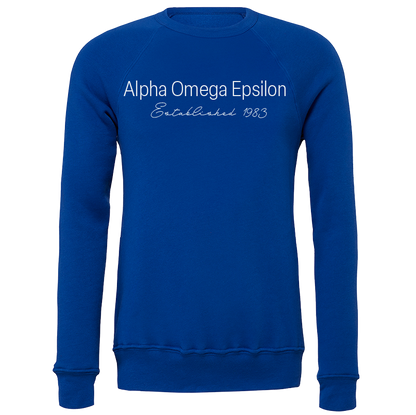 Alpha Omega Epsilon Embroidered Printed Name Crewneck Sweatshirts