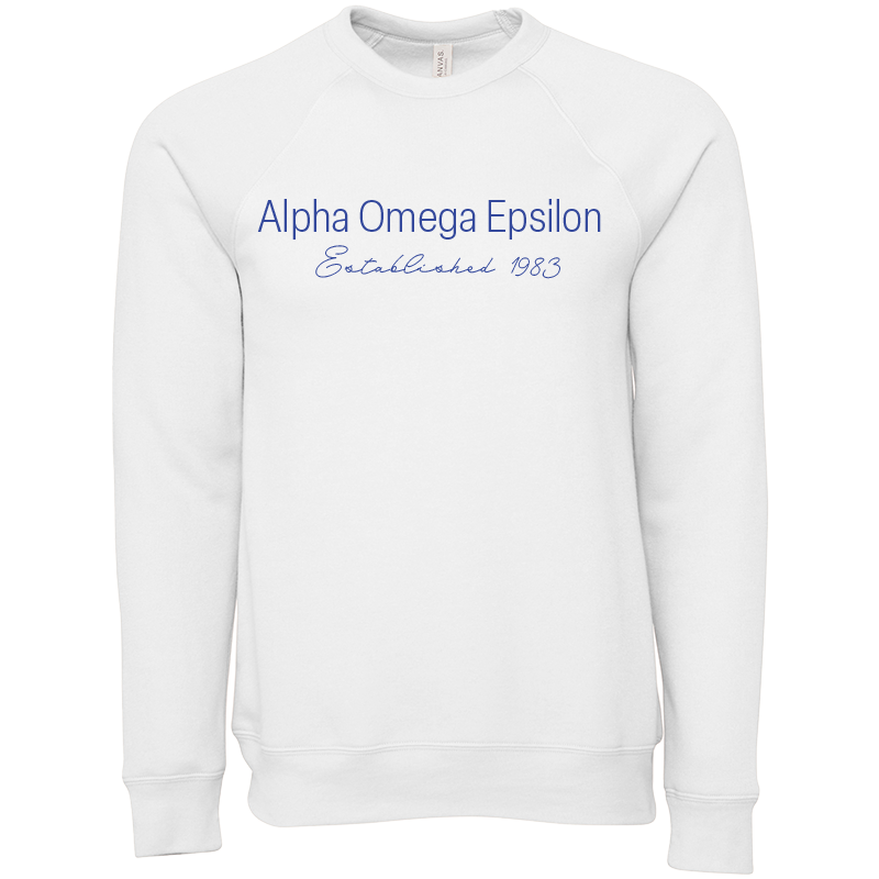 Alpha Omega Epsilon Embroidered Printed Name Crewneck Sweatshirts